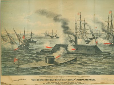 The First Battle Between Iron Ships of War by Unbekannt Unbekannt